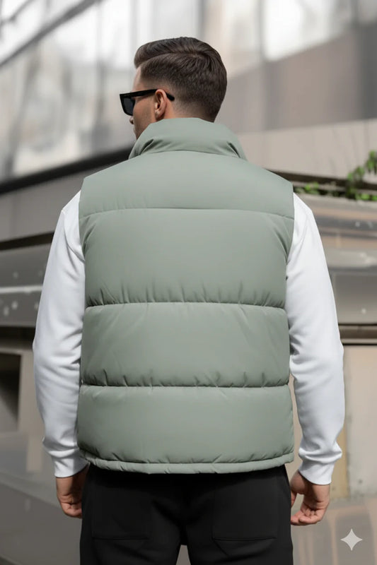 Z-A-R-A Puffer Jacket (Half Sleeves) - Green