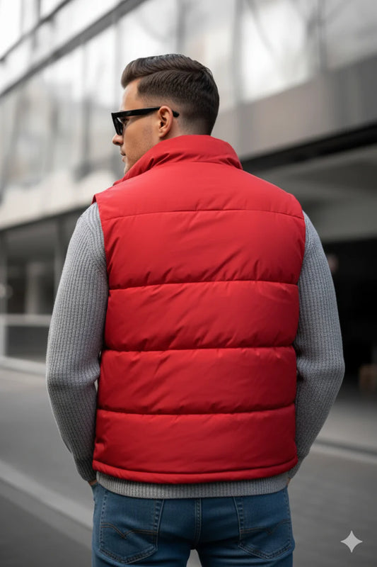 Z-A-R-A Puffer Jacket (Half Sleeves) - Red