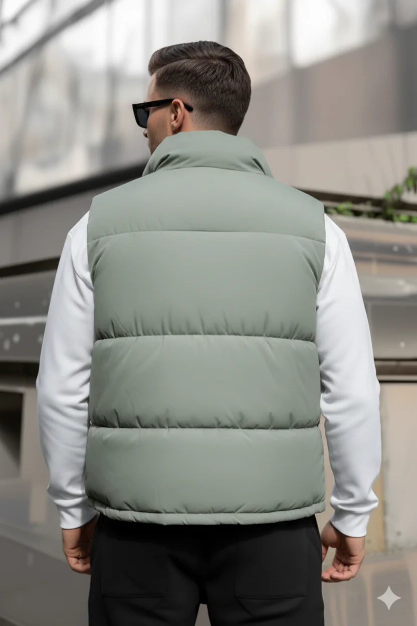 Z-A-R-A Puffer Jacket (Half Sleeves) - Green