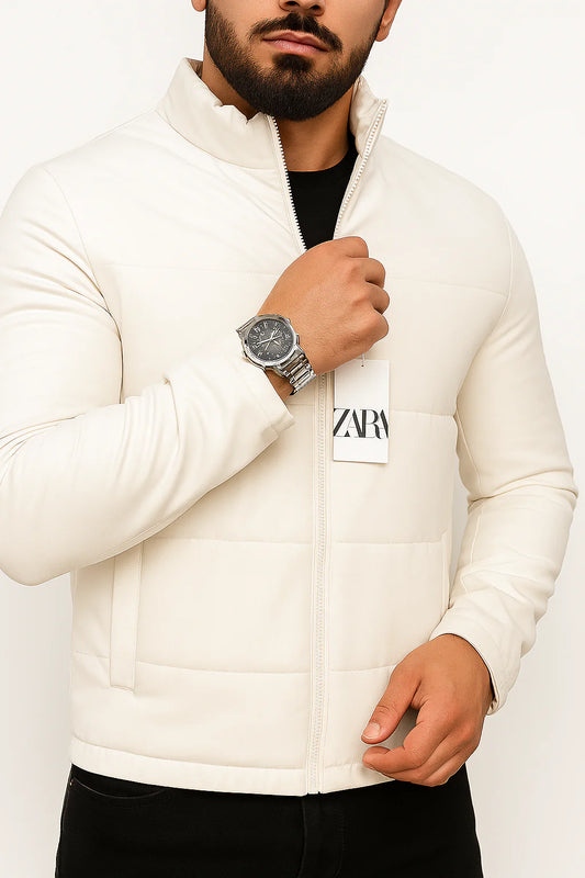 Z-A-R-A Imported Plain White Puffer Jacket