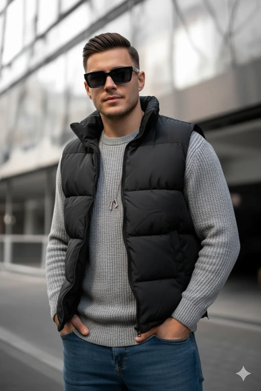 Z-A-R-A Puffer Jacket (Half Sleeves) - Black